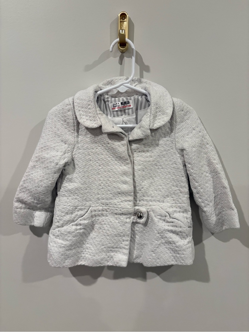 Zara Textured Quilted Pea Coat for Kids